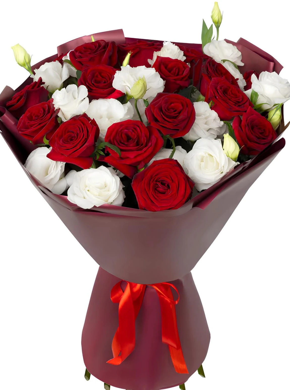 17 Kırmızı Ve Beyaz Gül Buketi