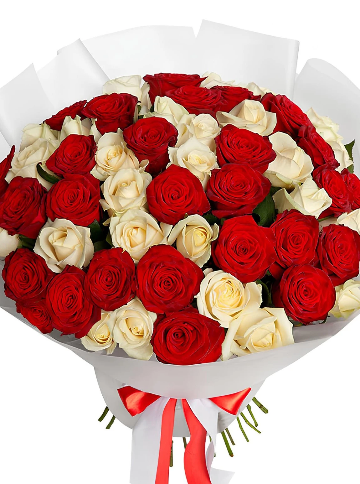 26 Kırmızı 25 Beyaz Gül Buketi