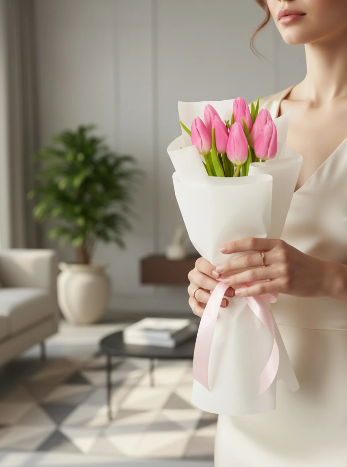 7 Adet Pembe Lale Buketi