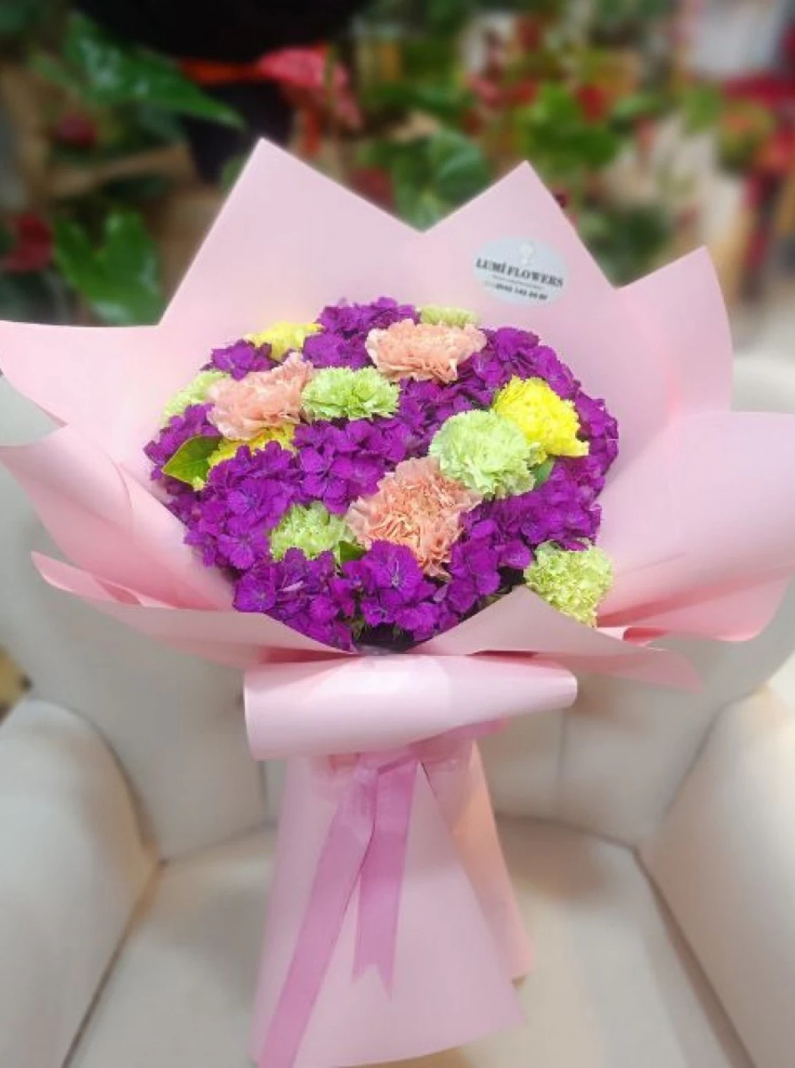 Pembe Lila Karanfil Buketi