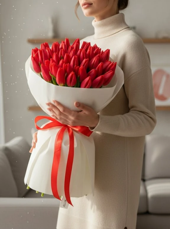 50 Adet Kırmızı Lale Buketi