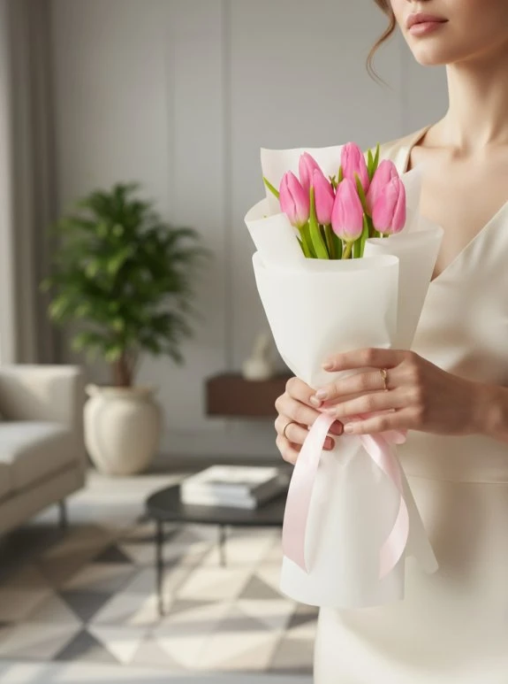 7 Adet Pembe Lale Buketi