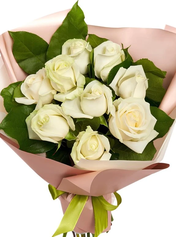 9 Beyaz Gül Buketi
