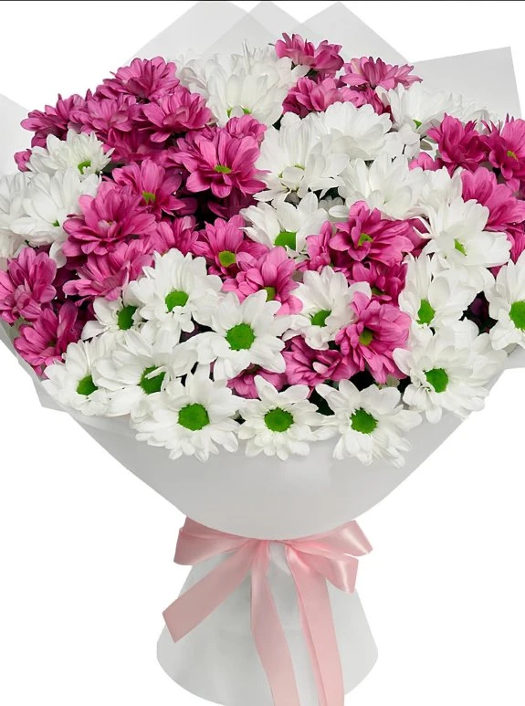 Beyaz ve Mor Papatya Buketi