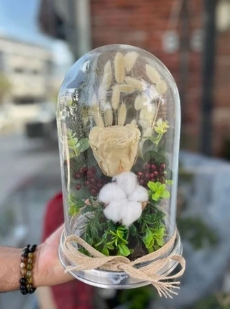 Krem Solmayan Gül Fanus