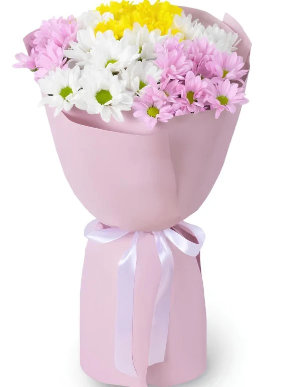 Mor Ve Beyaz Papatya Buketi