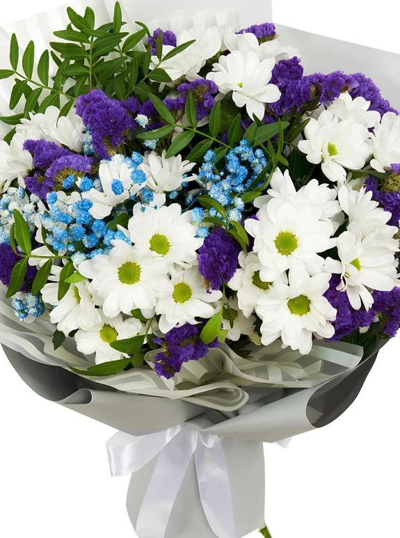 Papatya ve Mor Kasımpatı Buketi